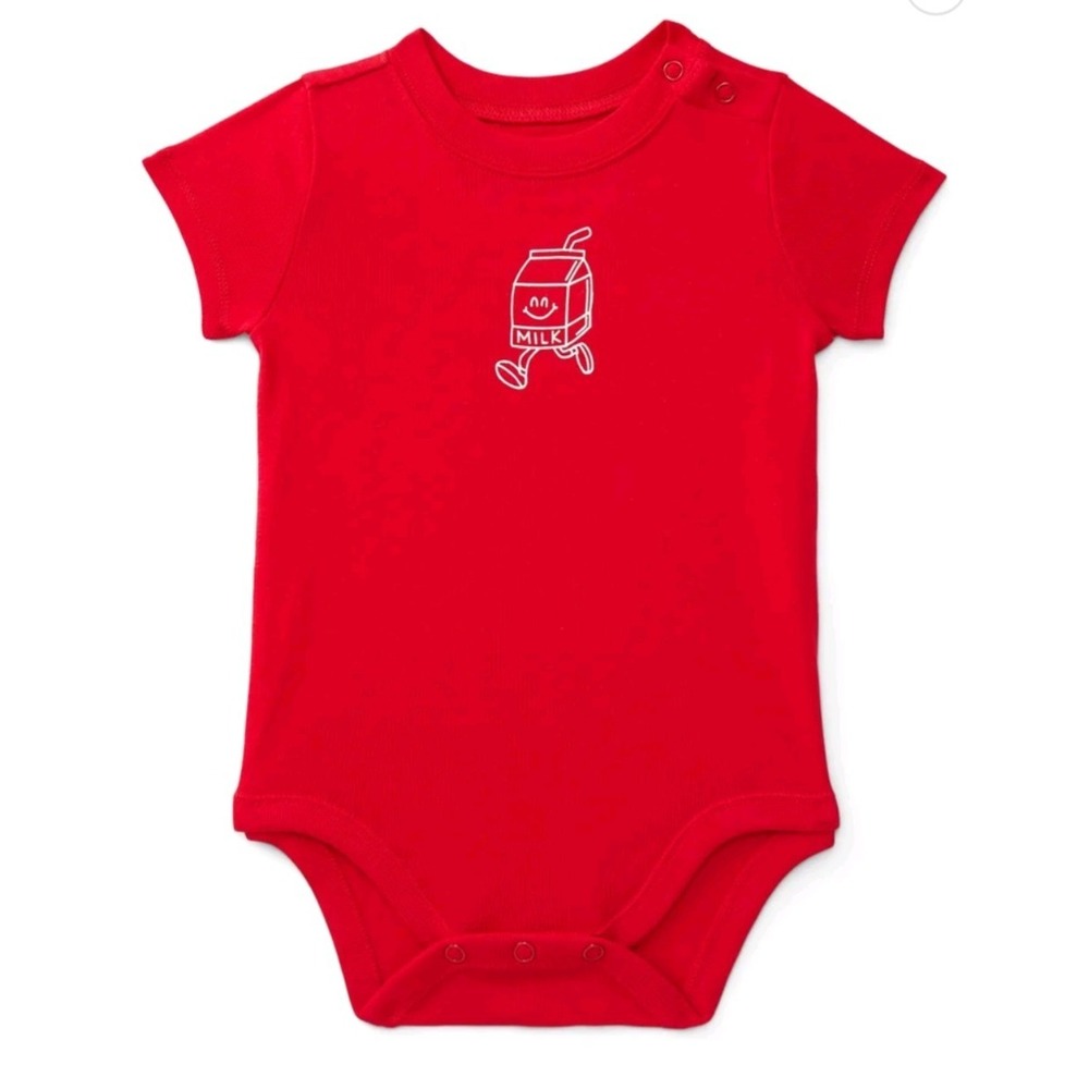 Wonder Nation Baby Boys girls bodysuit size 18 months Red milk NEW